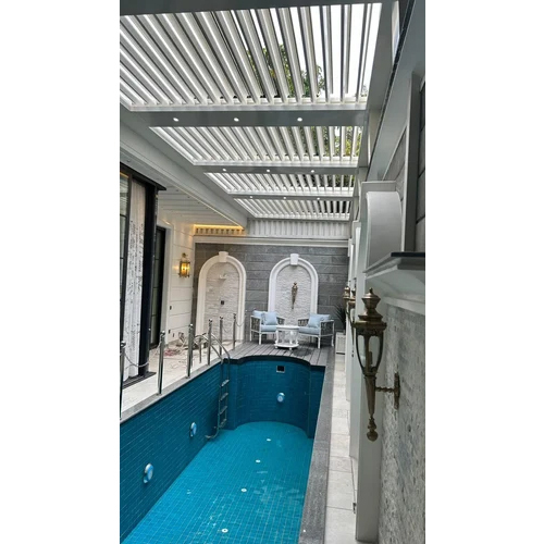 Swimming Pool Motorised Pergola Roofing System - Pattern: Plain