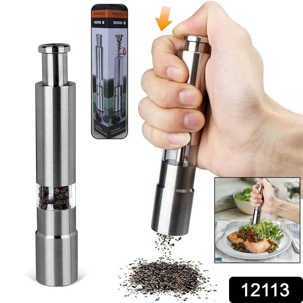 Stainless Steel Thumb Presser Salt and Pepper Grinders