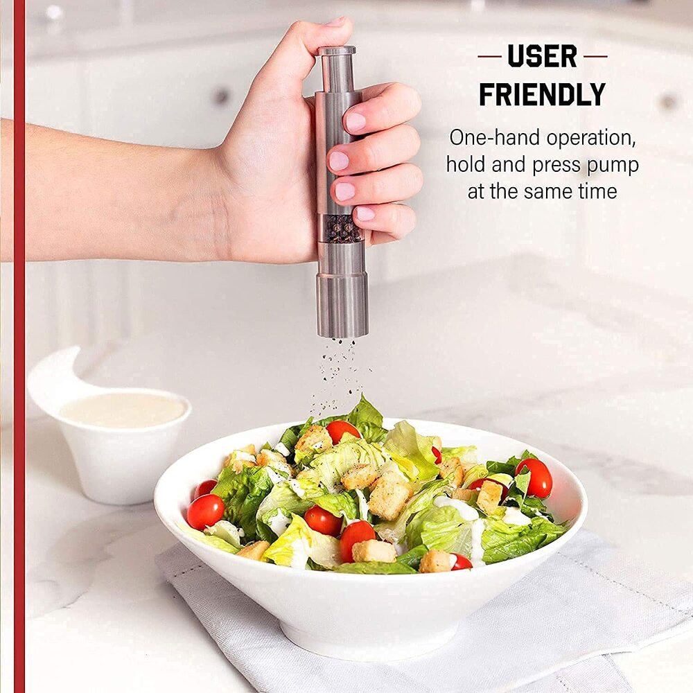 Stainless Steel Thumb Presser Salt and Pepper Grinders
