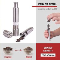 Stainless Steel Thumb Presser Salt and Pepper Grinders