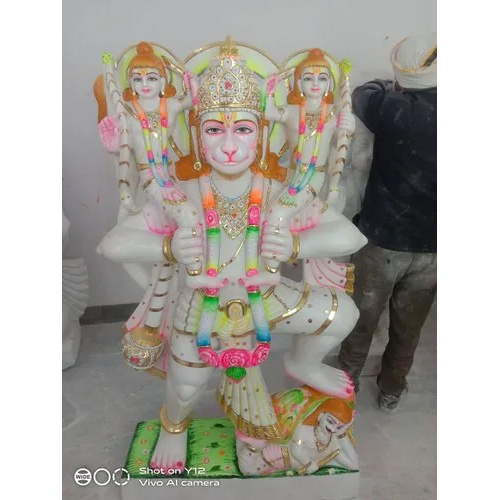 Marble Ram Laxman Hanuman Statue - Finishing: Polishing