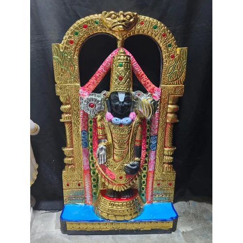 Black Marble Trupati Balaji Statue - Finishing: Painting