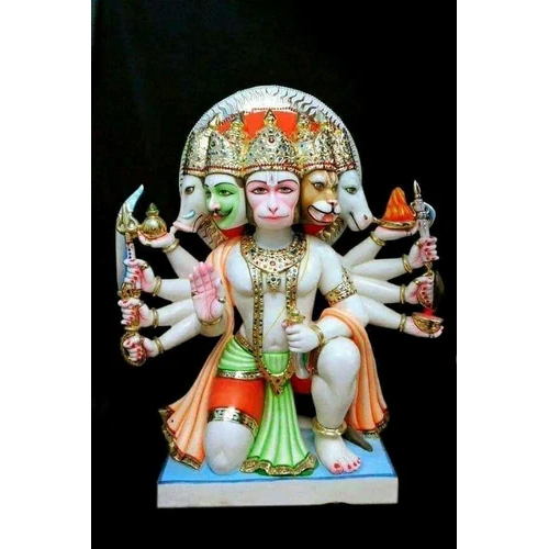 Makrana Marble Sitting Panchmukhi Hanuman Statue