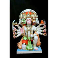 Marble Sitting Panchmukhi Hanuman Statue - Finishing: Painting