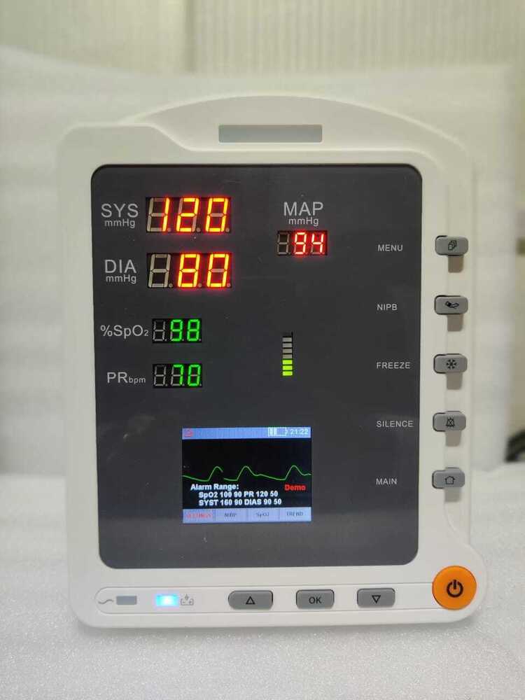 Km5100 Tabletop Pulse Oximeter - 725x530x525 Inch, 5kg Weight | Continuous Monitoring, Large Display, Multi-patient Use, Audiovisual Alarms, Data Storage, Battery Backup