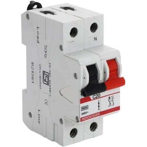 Indoasian Caretron Single Pole Curve Miniature Circuit Breaker - Color: White