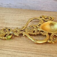 aakrati Spoon with Peacock Design Hand Carved Brass Spoon For Home Decoration Brass Table Diya  (Height: 4.4 inch)