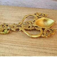 aakrati Spoon with Peacock Design Hand Carved Brass Spoon For Home Decoration Brass Table Diya  (Height: 4.4 inch)