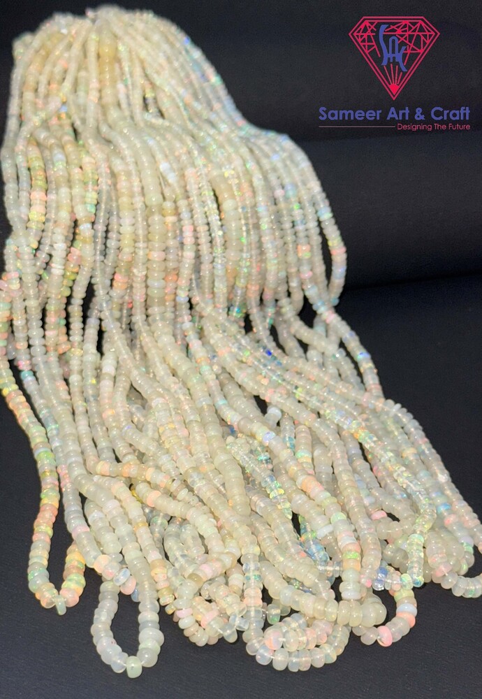 Natural Opal Gemstone Handmade Heishi Shape Beaded Strands