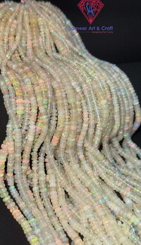 Natural Opal Gemstone Handmade Heishi Shape Beaded Strands