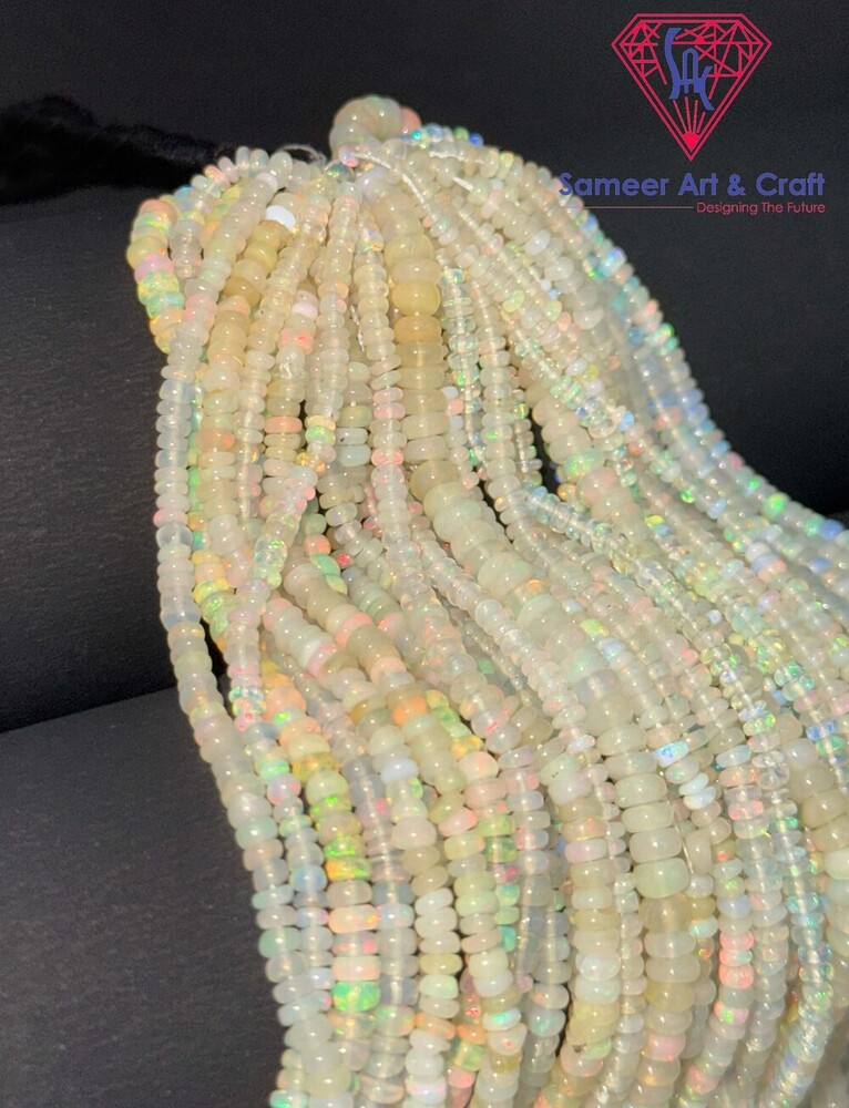 Natural Opal Gemstone Handmade Heishi Shape Beaded Strands