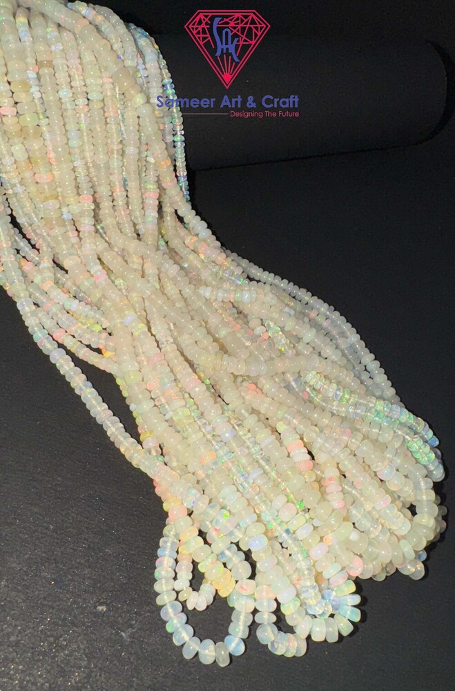 Natural Opal Gemstone Handmade Heishi Shape Beaded Strands