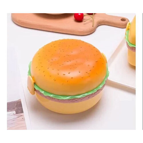 Kinon School Plastic Burger Lunch Box - Color: Yellow