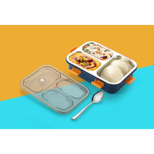 Leakproof And Imported Stainless Steel Insulated Lunch Box - Color: Blue