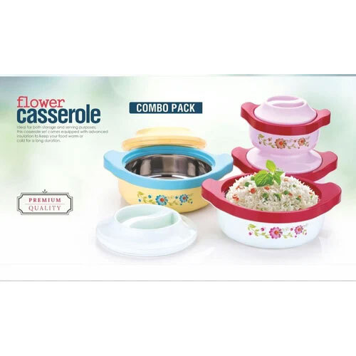 Stainless Steel Insulated Casserole Sets - Color: Multi Color