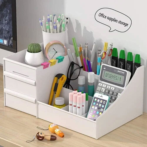 Cosmetic Storage Box Makeup Drawer Organizer - Color: White