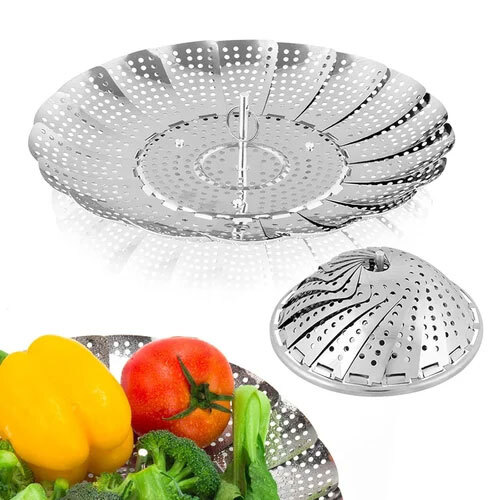 Stainless Steel Veggie Steamer Basket - Color: Silver