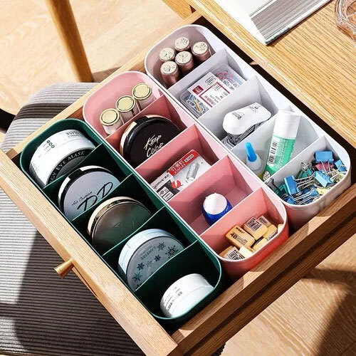 5 Compartment Drawer Organizers For Underwear, Socks, Bras, Ties, Undergarments, And Scarves - Color: W