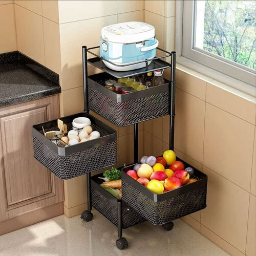 4 Layer Kitchen Storage Rack - Color: Black