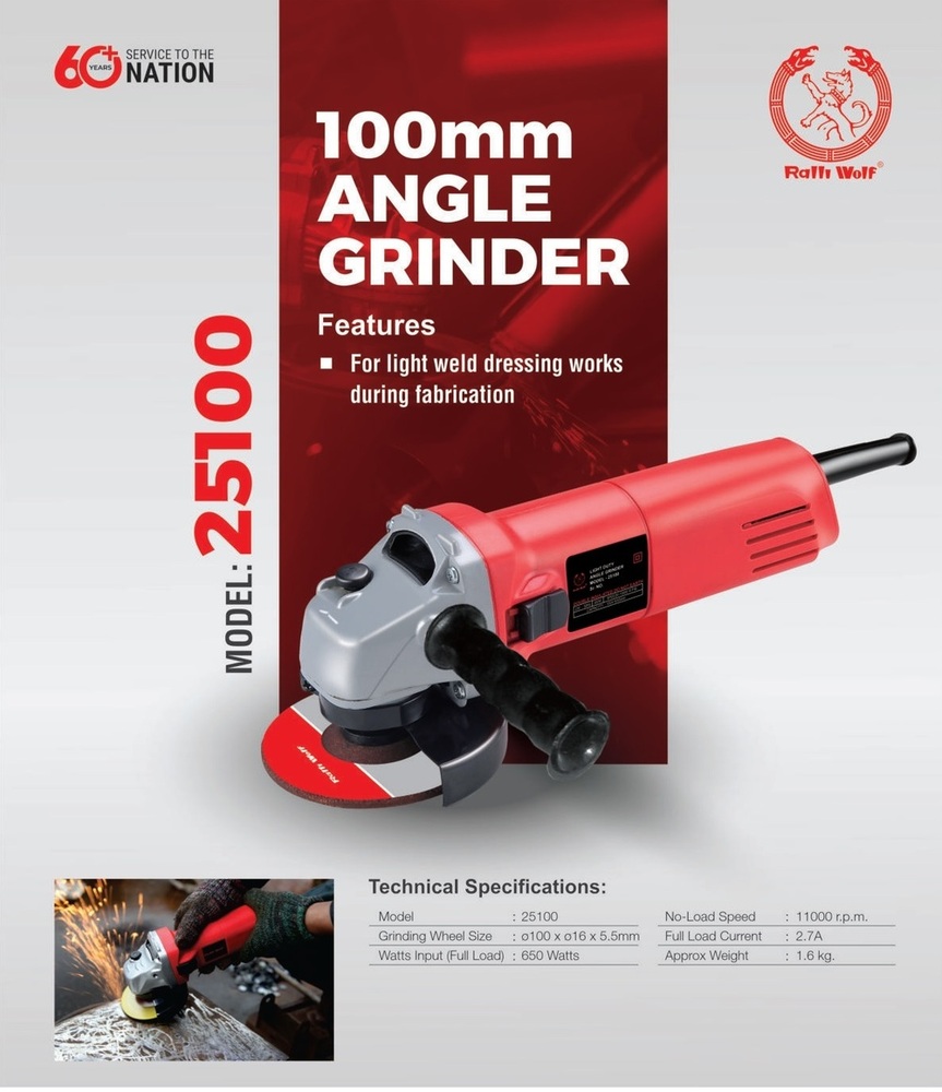 Ralli Wolf 100mm Angle Grinder - Application: Grinding