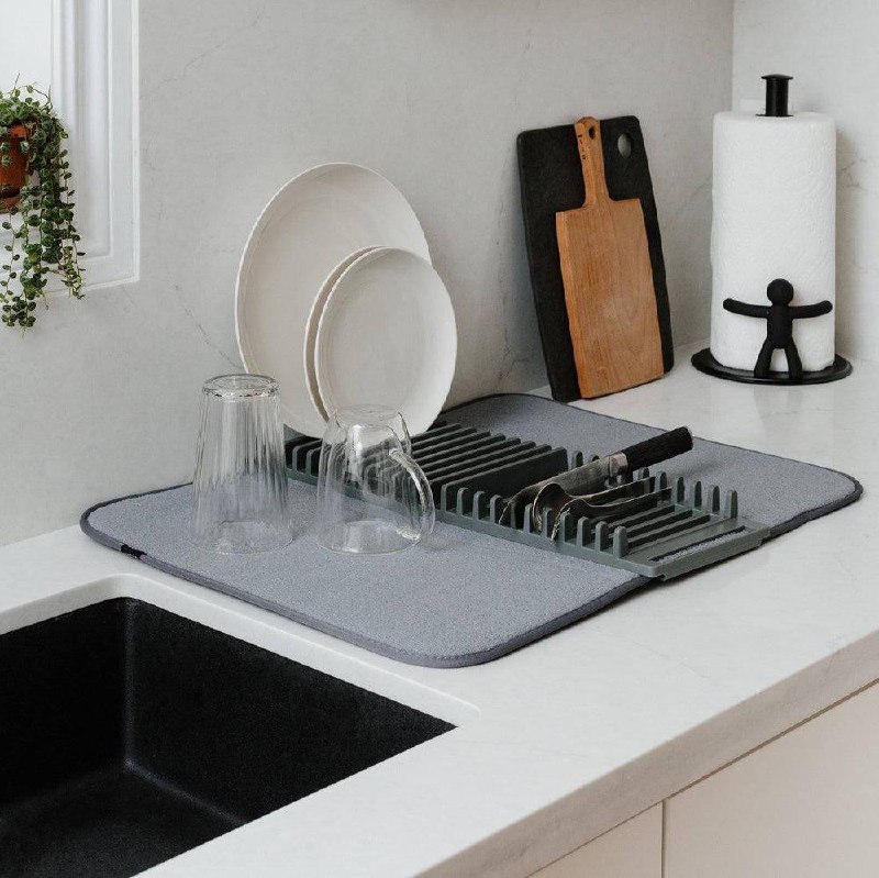 Dish Drying Mat With Spoon Holder
