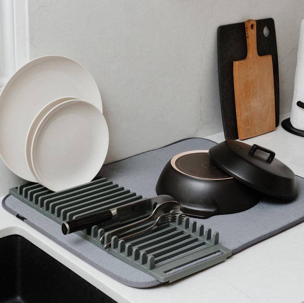 Dish Drying Mat With Spoon Holder