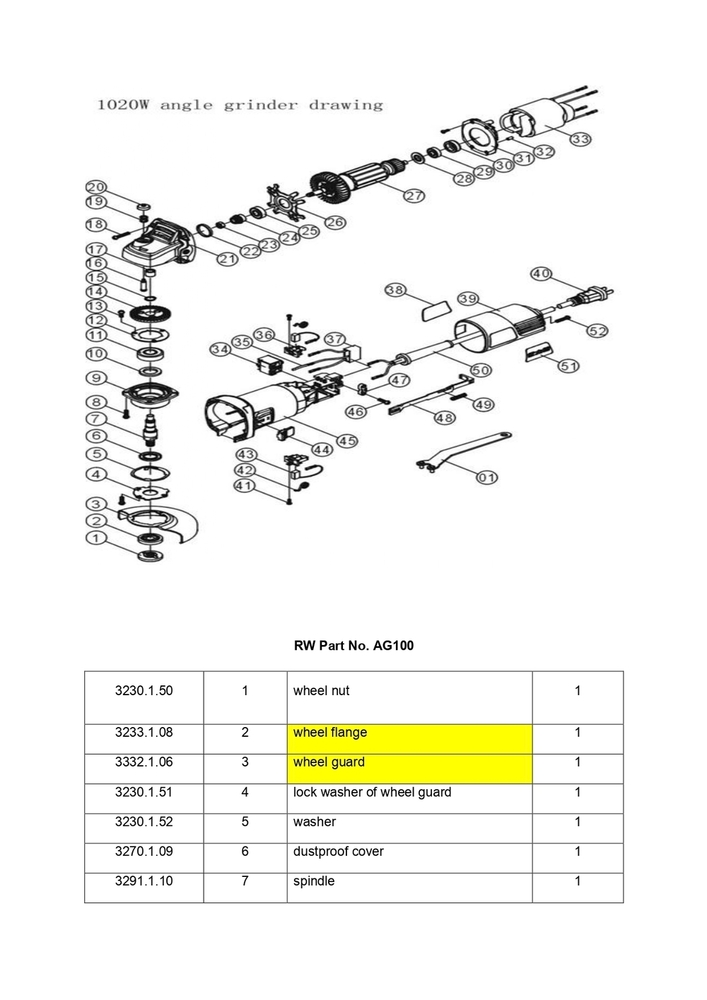 Ralli Wolf 100mm Angle Grinder (Ag100 / Ag115) - Application: Grinding