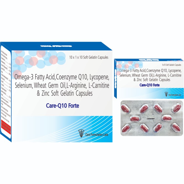 Omega-3 Fatty Acid,Coenzyme Q10,Lyhcopien Selenium,Wheat Germ oil , L-Arginine, L-Carnitine , & Zinc  Soft Geltan Capsule