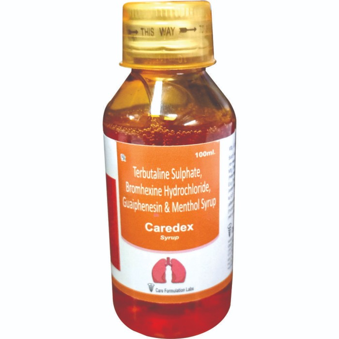 Terbutaline Sulphate ,Bromehexine Hydrochloride,  Guaiphenesin, Menthol  syrup