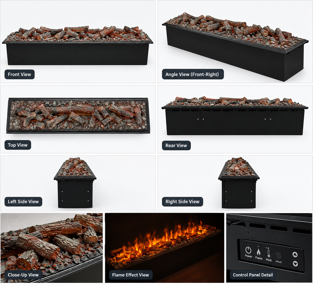 Charcoal Water Vapour Fireplace - Light Source: Electric