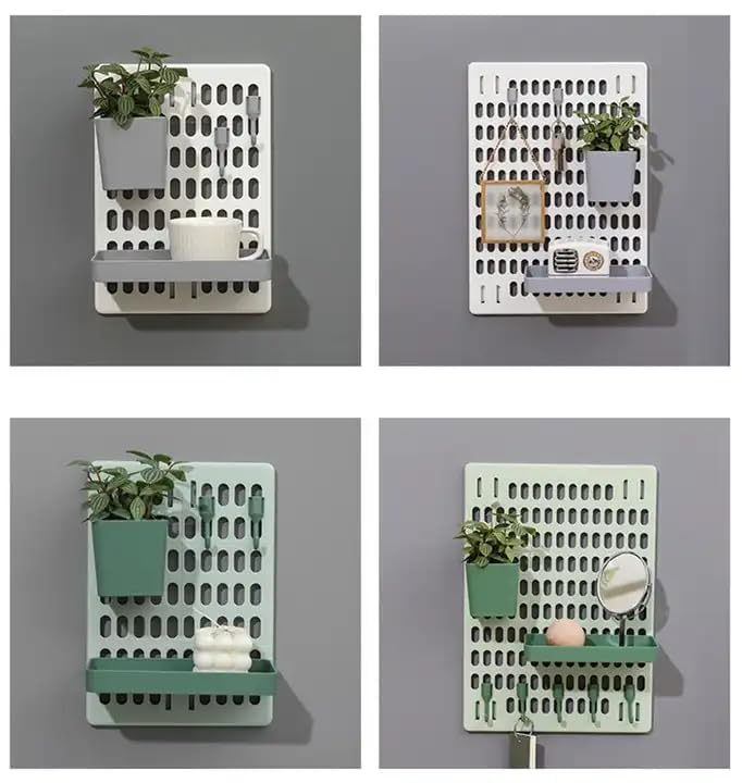 Perforated Board Kitchen Workshop Pegboard - Ps Material, 42x30x1 Cm | Moisture-proof, Anti-corrosion, Punch-free Installation, Durable Hanging Solution