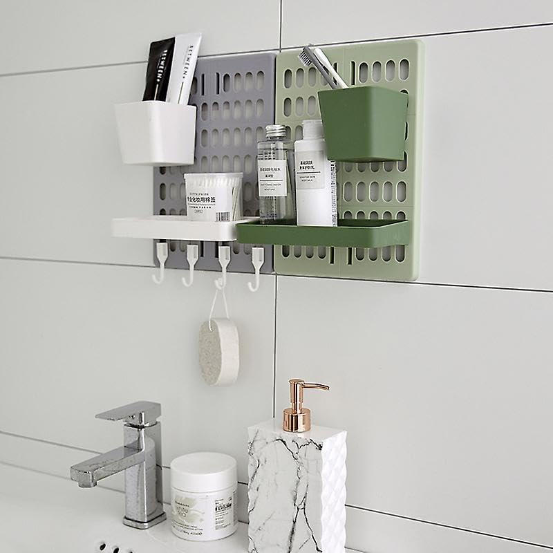Perforated Board Kitchen Workshop Pegboard - Ps Material, 42x30x1 Cm | Moisture-proof, Anti-corrosion, Punch-free Installation, Durable Hanging Solution