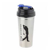 Gym Shaker Bottle - Stainless Steel, Round Shape, Silver Color | Easy-open End, Narrow Flip-top Lid, Water Transfer Printing Logo