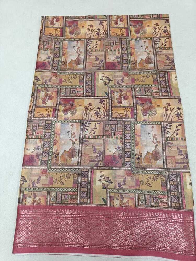 Dola Silk Saree - Silk Fabric Blouse Cut Multicolor Traditional Printed Design | Skin Friendly Washable Ideal For Summer