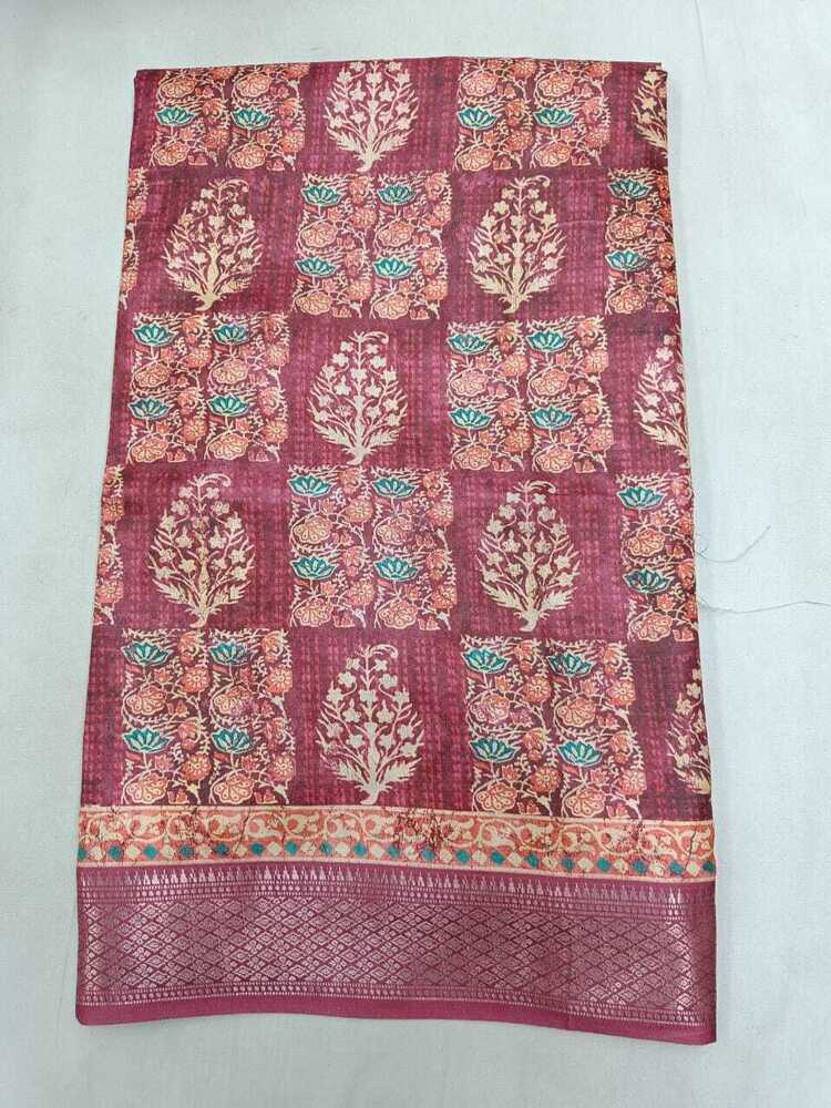 Dola Silk Saree - Silk Fabric Blouse Cut Multicolor Traditional Printed Design | Skin Friendly Washable Ideal For Summer