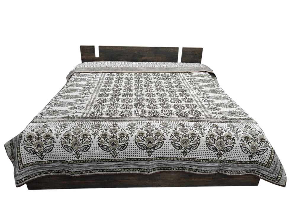 Cotton Screen Printed Quilted Bedcover