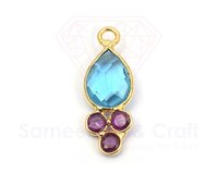 Natural Gemstone With 18K Gold Plated Handmade Pear Shape Bezel Pendant