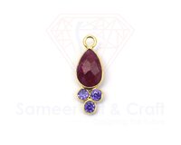 Natural Gemstone With 18K Gold Plated Handmade Pear Shape Bezel Pendant