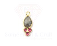 Natural Gemstone With 18K Gold Plated Handmade Pear Shape Bezel Pendant