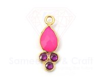 Natural Gemstone With 18K Gold Plated Handmade Pear Shape Bezel Pendant