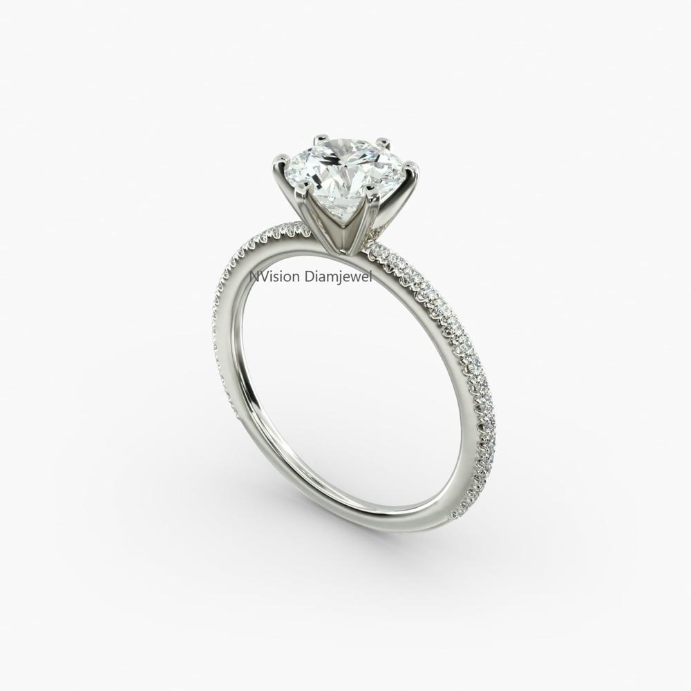 Lab Grown Diamond Solitaire Engagement Ring - Diamond Carat Weight: 1.34 Carat