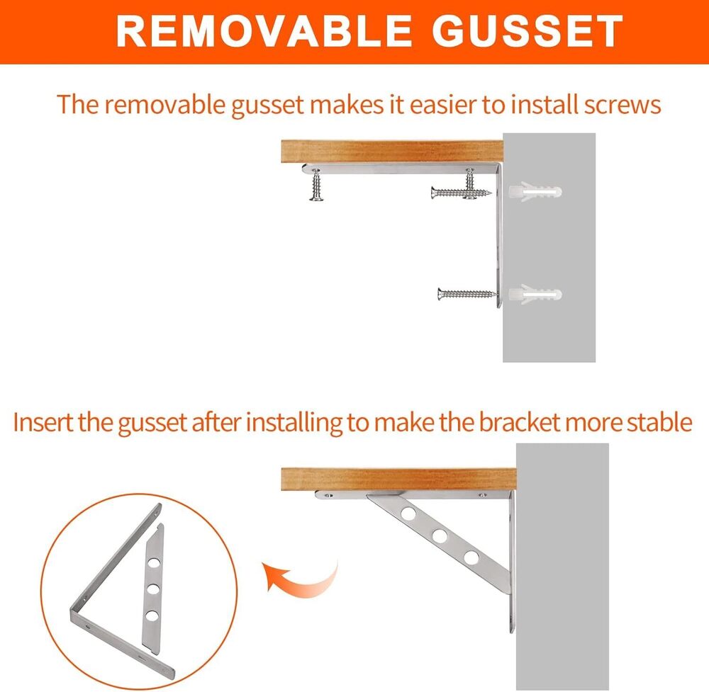 10", 2 Pack Heavy Duty Solid Shelf Support Corner Brace Joint Right Angle Bracket Stainless Steel Shelf Bracket L Bracket - Size: 10 Inch