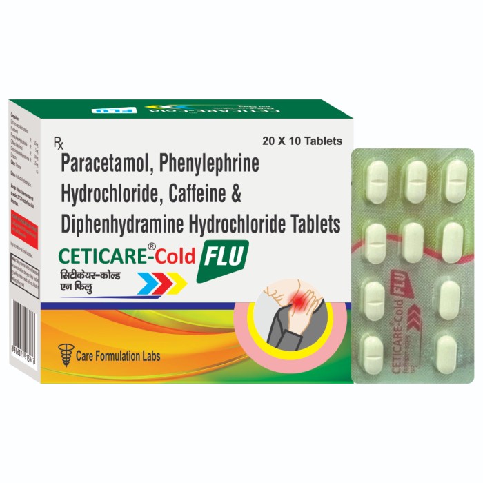Paracetamol, PhenylephrineHydrochloride,Caffeine, Diphenhydramine Hydrochloride