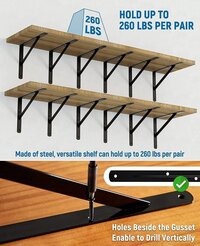 14 Inch 8 pack Shelf Brackets for DIY Floating Shelf, Heavy Duty L Brackets, 90 Degree Triangle Corner Bracket