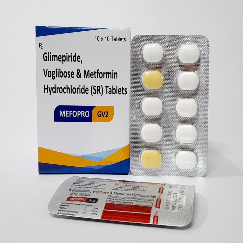 Glimepiride (2mg) + Metformin (500mg) + Voglibose (0.2mg) - Dosage Form: Tablets