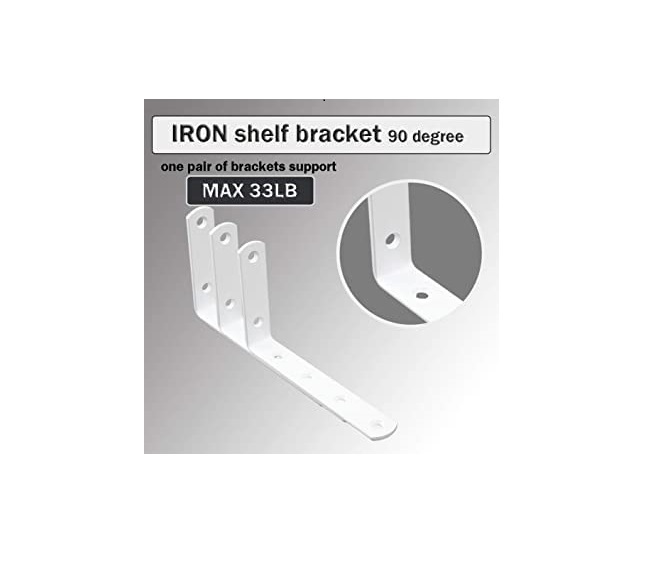 8pcs Corner Brace White Steel L Brackets for Shelves 5 Inch x 3 Inch