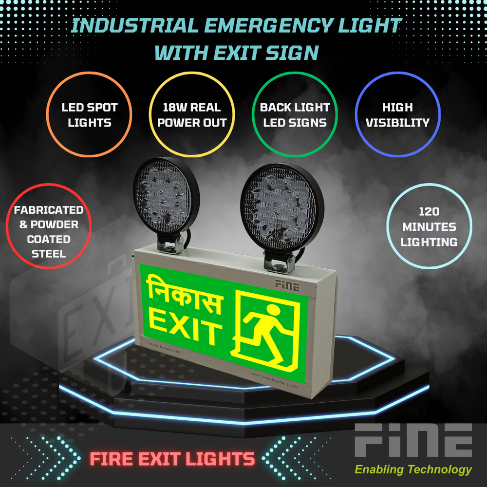 Fine Industrial Emergency Light With Exit - Features: Battery Backup