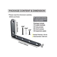 8pcs Corner Brace Black Steel L Brackets for Shelves 5 Inch x 3 Inch