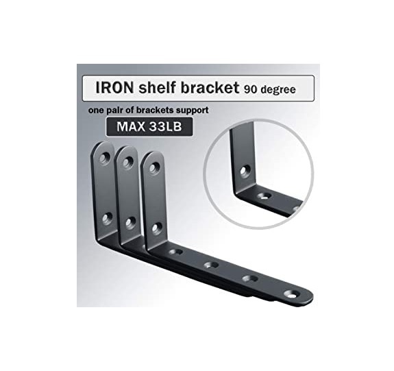 8pcs Corner Brace Black Steel L Brackets for Shelves 5 Inch x 3 Inch