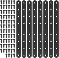 250mm, 8 Pack Straight Bracket Stainless Steel Black Straight Corner Braces Straight Flat Brace Mending Repair Flat Plates With Screw